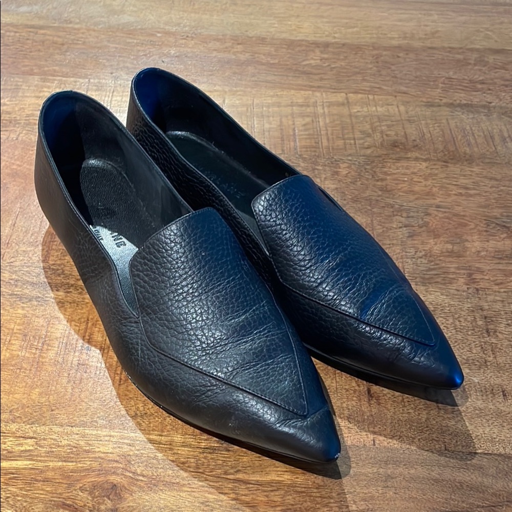 Black Textured Leather Loafers